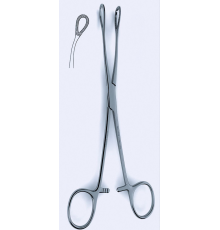 Затискач для спонжів Foerster, вигнутий, зубчастий, вузький, 25 см