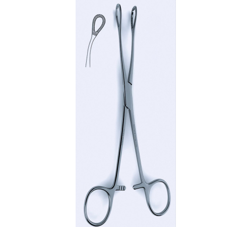 Затискач для спонжів Foerster, вигнутий, зубчастий, вузький, 25 см