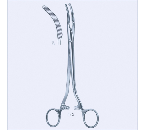 Щипці для очеревини Mikulicz, 1x2 зубців