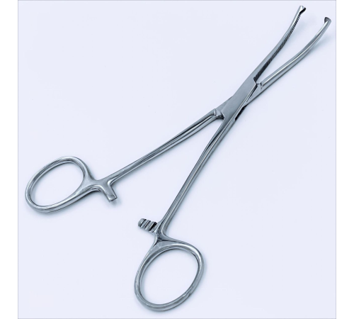 Щипці гемостатичні Kocher, вигнуті, 1x2 зубців, 14 см, 5 1/2", тонкі