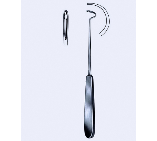 Лігатурна голка Deschamps, тупа, ліва, 21 см