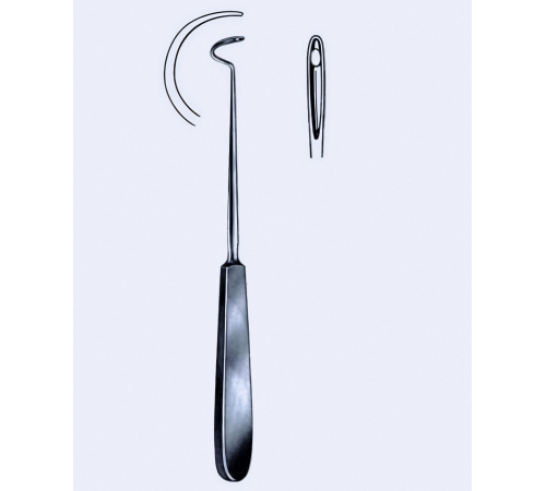 Голка лігатурна Deschamps, тупа, права, 21 см